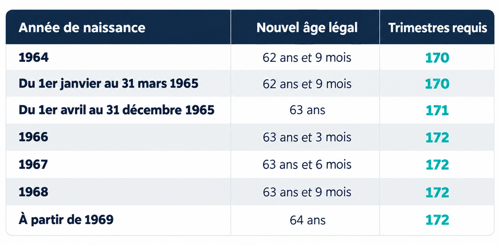 UN NOUVEAU CALENDRIER POUR LES GÉNÉRATIONS 1964 À 1968